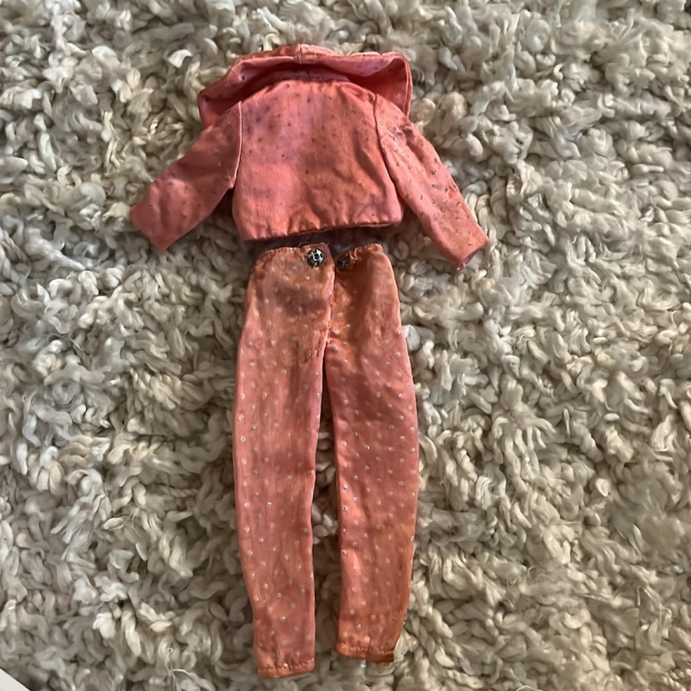 VINTAGE BARBIE MIX & MATCH PAK PINK SATIN BOLERO JACKET AND PANTS WITH GLITTER - Picture 4 of 4